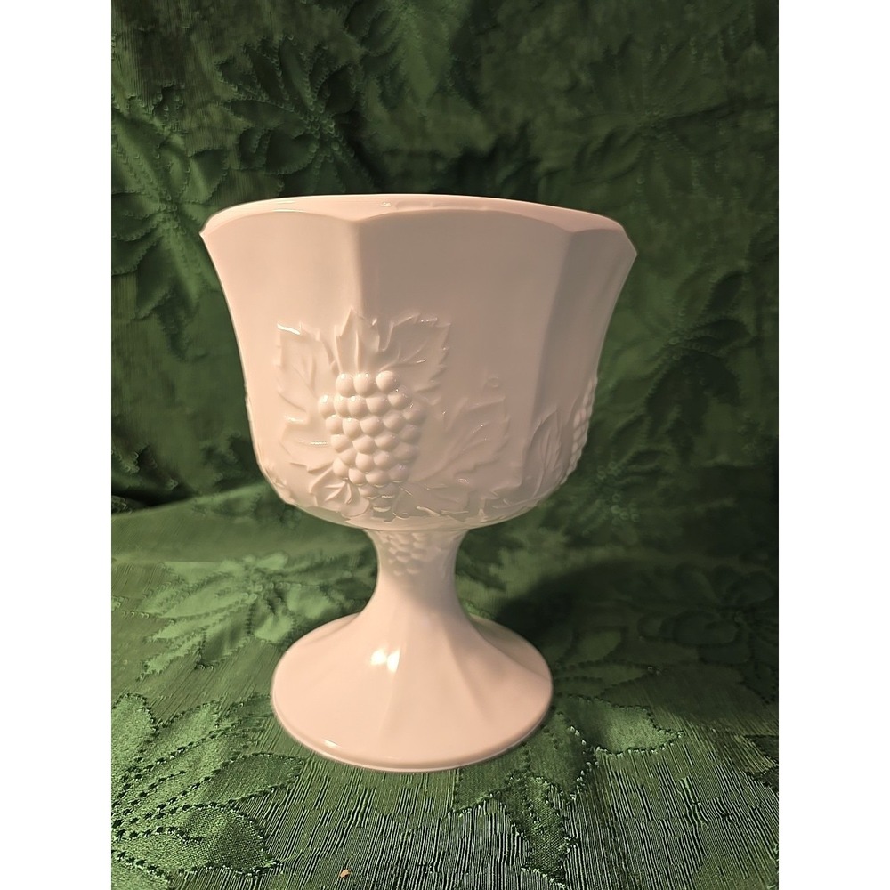 Milk Glass Harvest Grape by Colony Large Footed‎ Planter Vase Candy Dish Vintage